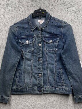 Juicy Couture Studded Denim Jacket Medium Wash Blue Jean Jacket Small